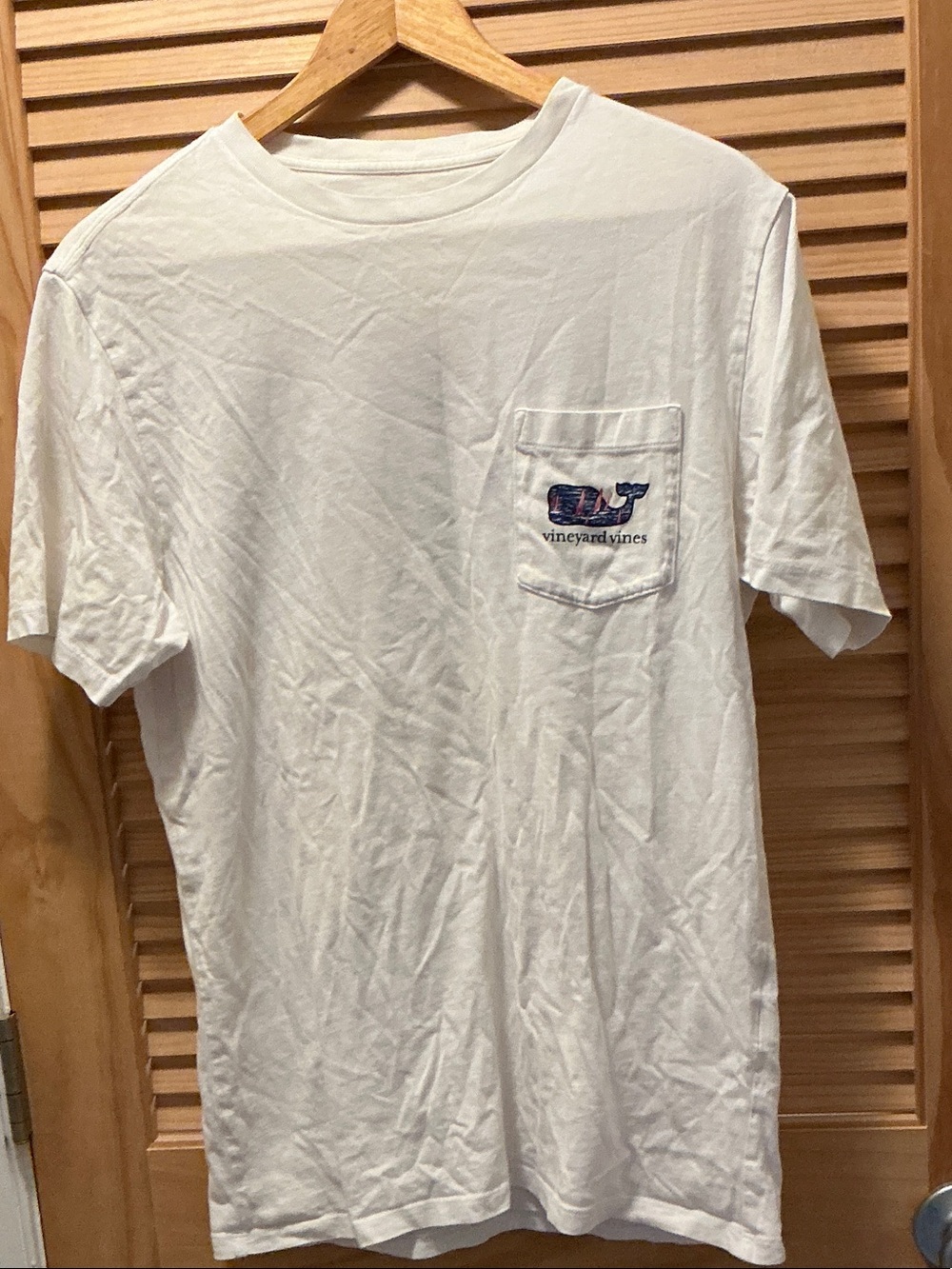 Vineyard Vines White Short Sleeve Pocket Tee with Embroidered Whale